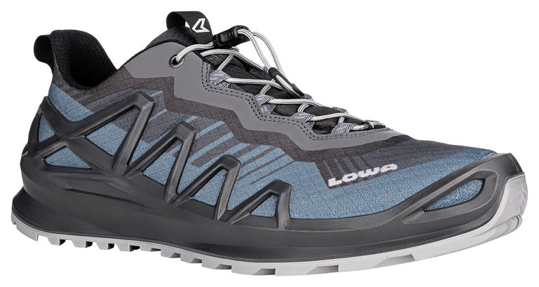 Lowa Wanderschuhe Merger Low GTX (All-Terrain, Synthetik/Textil, wasserdicht) stahlblau/anthrazit Herren